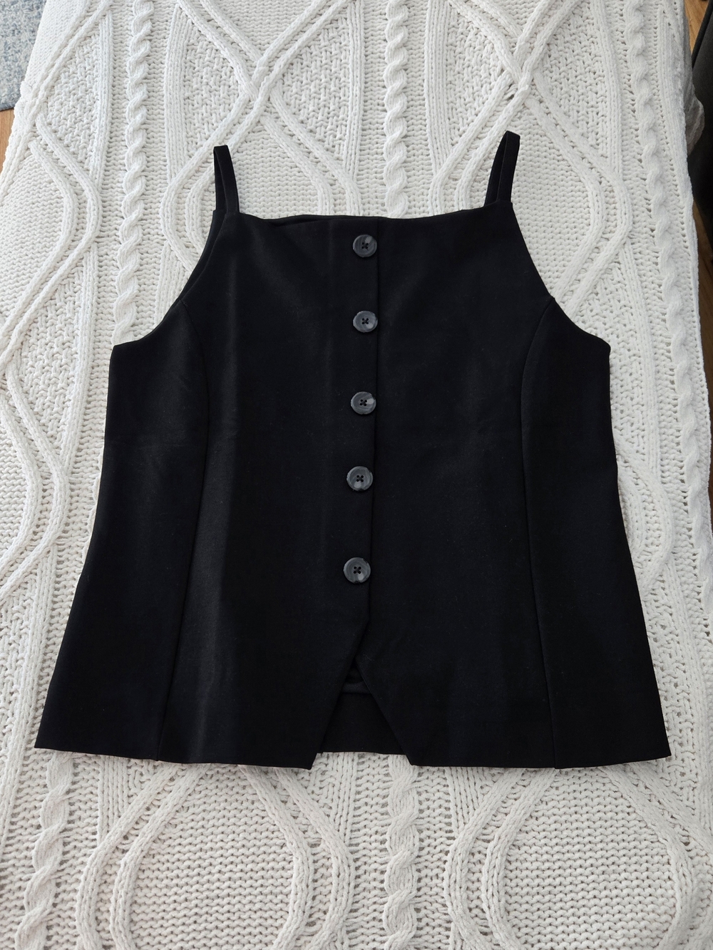 LOFT Black Button-Front Spaghetti Strap Vest/top Size M